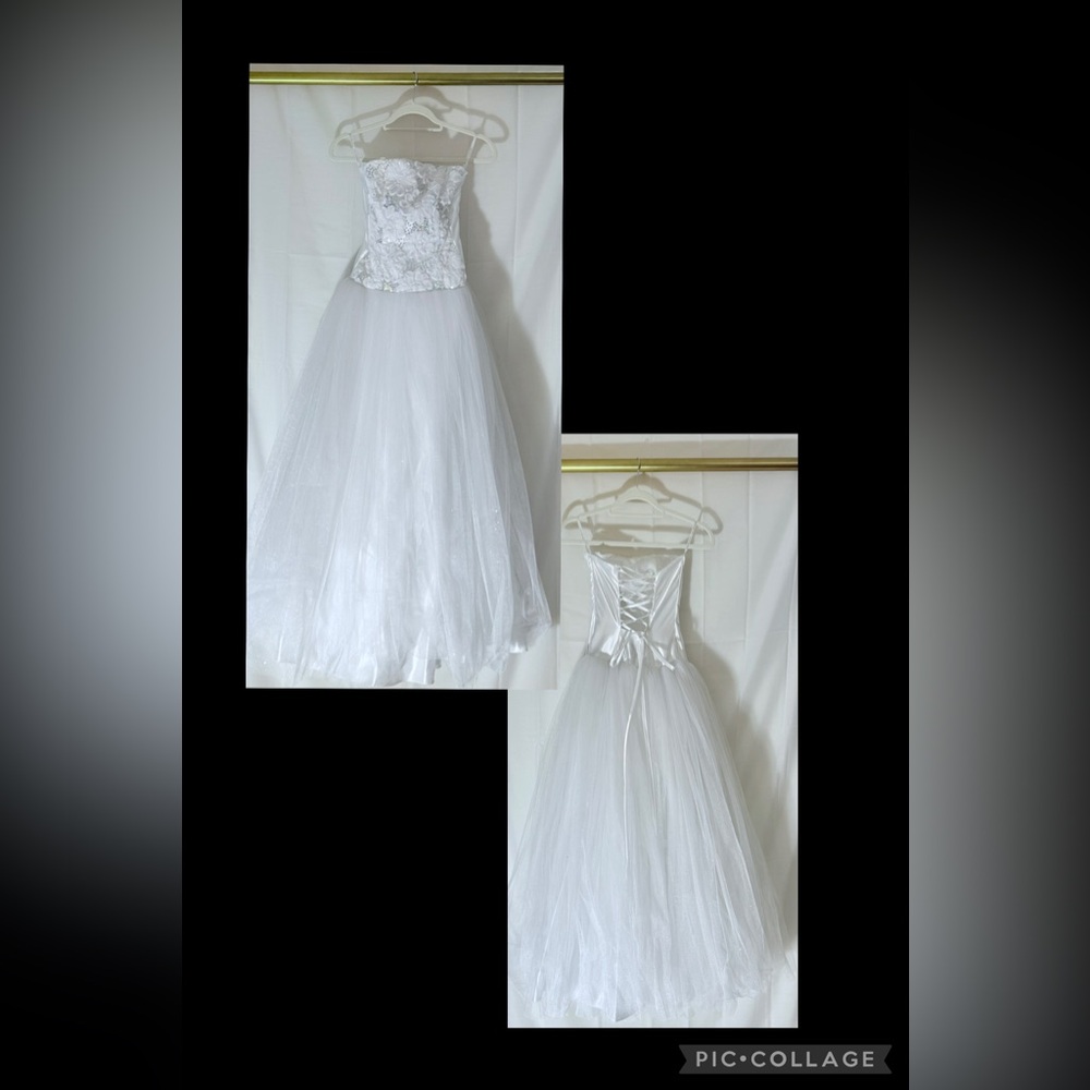 Jessica McClintock White Lace and Tulle Dress